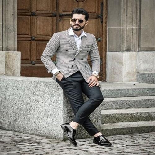 2021 Autumn Business Men Blazer 2 Piece Beach Groom Tuxedos For Wedding Formal Prom Suit (Jacket+Pants) Doublie Breasted