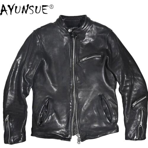 2021 Streetwear Leather Jacket Men Vintage Fashion Real Sheepskin Coat Casaul Men Clothes Motorcycle Blouson Cuir Homme WPY3670