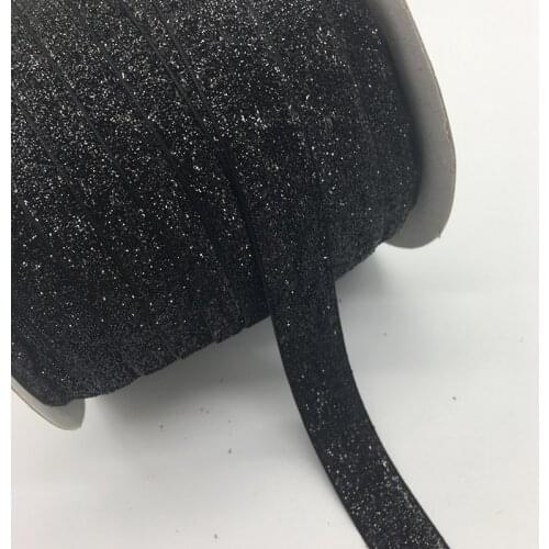 3 Yards 1"(25mm)Wide Glitter Black Velvet Ribbon Headband Clips Bow Wedding Decoration