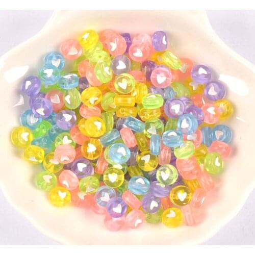400/200PCs Mixed colors Transparent Acrylic heart Round Beads For Jewelry Making 7mm YKL0819