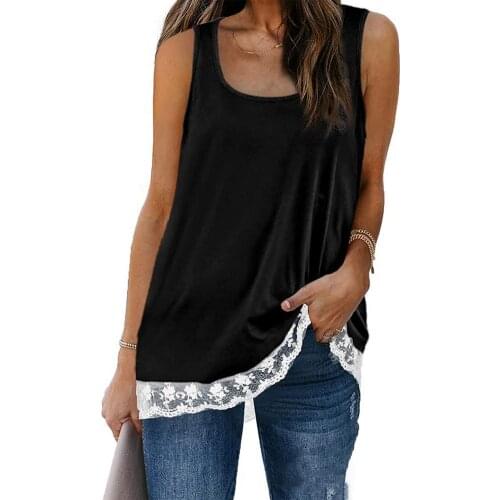 50% Dropshipping!!Women Vest Square Neck Lace Summer Loose Shoulder Strap Sleeveless T-shirt for Party