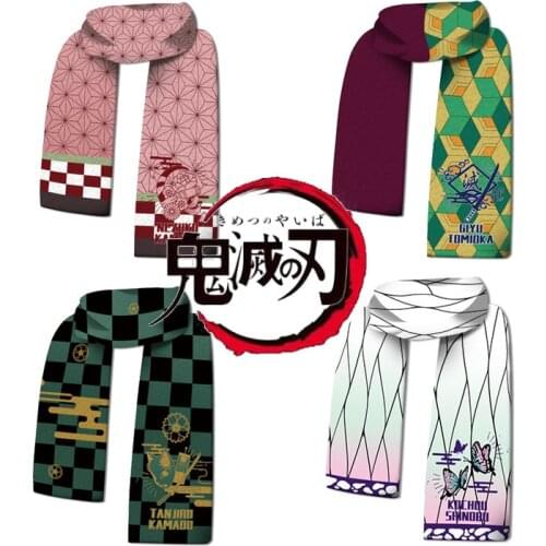 Anime Demon Slayer Cosplay Kimetsu No Yaiba Tanjirou Nezuko Zenitsu Plus Length Keep Warm Cosplay Winter Scarf Birthday Gift