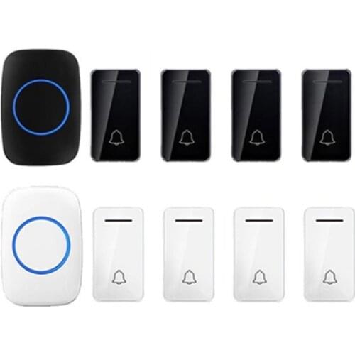 Wholesales 4 transmitter wireless door bell emitter free of battery wireless doorbell ip44 200M work chime door ring 110-240V