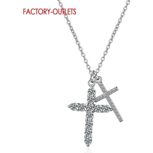 Genuine 925 Sterling Silver Brilliant Crystal Pendant Chain Necklace For Women Girl Gift Silver Women Collar New Fashion