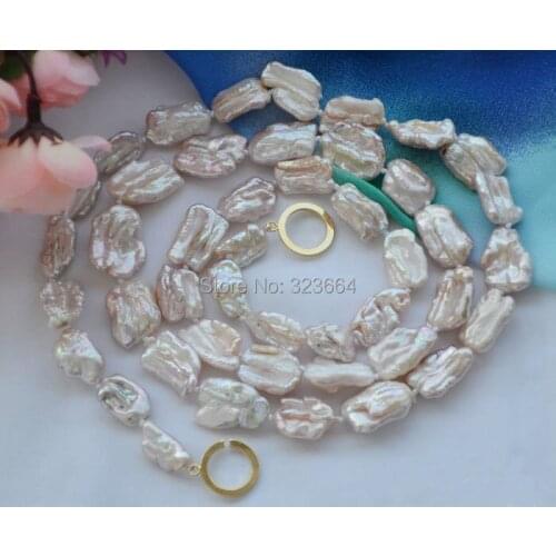 35" 26mm lavender BAROQUE KESHI dens REBORN PEARL NECKLACE
