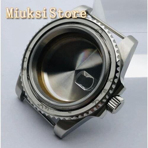 40mm silver sterile SUB case 100M 10ATM waterproof sapphire glass fit ETA2836 Miyota8215 8205 821A Mingzhu DG2813 3804 movement