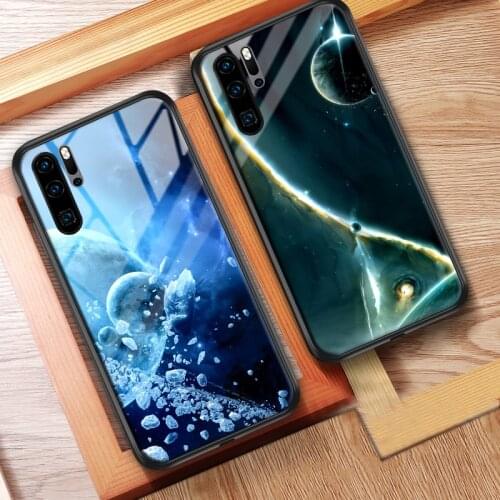 Starry Sky Case For Huawei P30 Case Tempered Glass Cover Case for Huawei Mate 9 10 Pro P10 P20 P30 Honor V9 V10 Play Nova 5