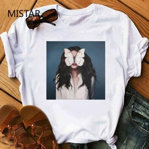 Sexy Butterfly printed aesthetic t shirt women new summer casual short sleeve white top t-shirt women clothing graphic t shirt