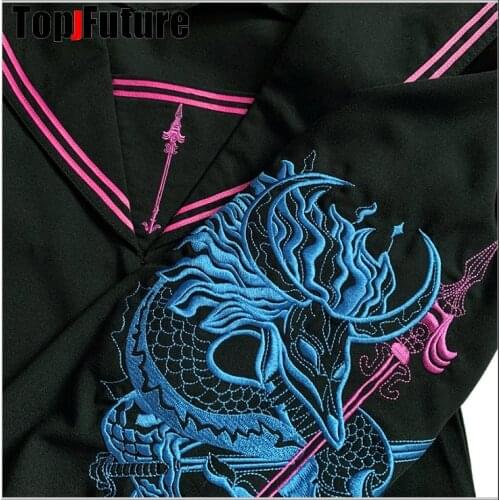 Gothic Lolita cosplay costume Japanese sailor suit Japanese college JK Dragon Embroidery TOP SHIRT