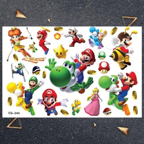 Hasbro Children Cartoon Super Mary Temporary Tattoo Sticker Novelty Cosplay Toys for Princess SWhite Party Funny Sticker
