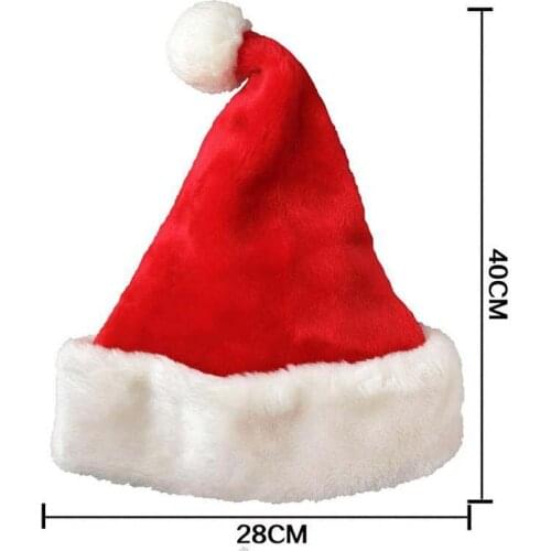 Plush Red Velvet Santa Hat with White Cuffs Party Caps For Boys Girls Christmas Gifts High Quality Soft Hats Hair Accessories