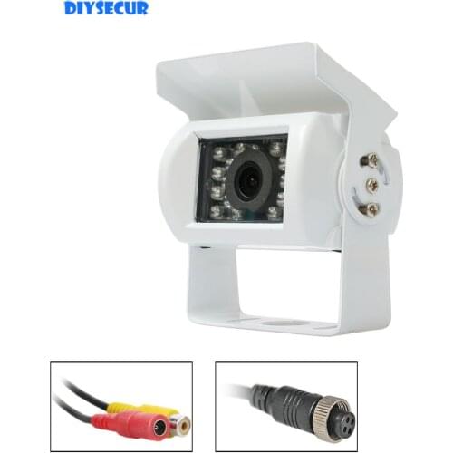 DIYSECUR IP67 4PIN HD CCD IR Night Vision Car Rear View Reversing Parking Camera for Truck Van Bus Lorry White