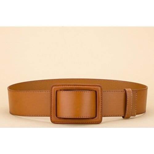 Retro Women Cowhide Fashion Casual Wide Waistband Dress Overcoat And Decorative Edition Leather Belts For Women high quality