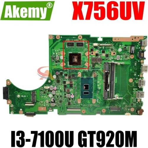 AKEMY X756UV Laptop Motherboard For ASUS X756UVK X756UAK X756UAM X75UA Original Mainboard I3-7100U GT920M