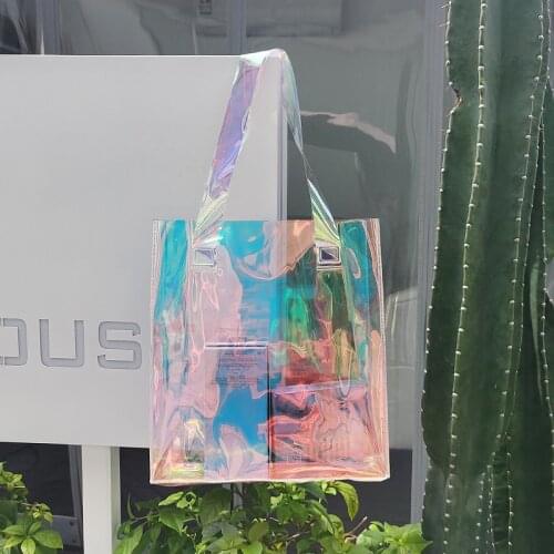 Fashion Laser Bag Customized PVC Handbag Small And Big Activities Gifts Dazzle Color Mid-range High-end Package Shopping