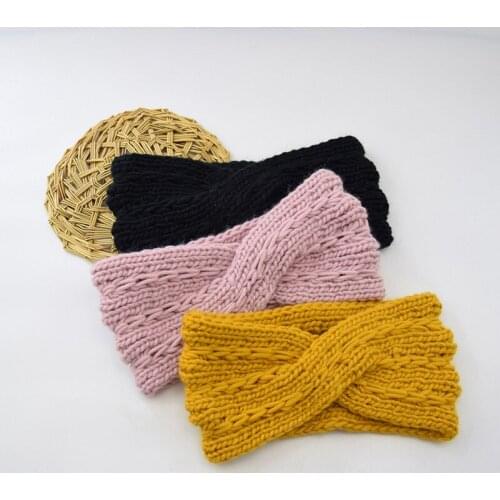 Solid Color Women Headband Soft Knitted Autumn Winter Hairband Retro Twist Knot Girls Hair Band Hair Accessories