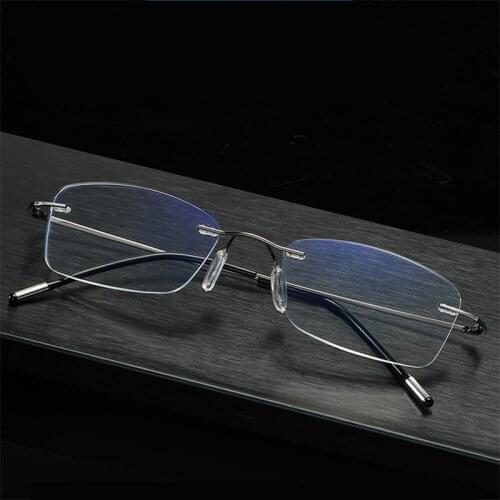 High QuaLity Fashion Net Red Titanium Alloy Frameless Unisex Reading Glasses, Ultra-Light Casual Anti-Blue Light Eye Protection