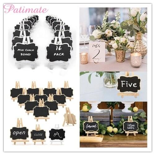 PATIMATE Chalkboard Wood Framed Weddings Retro Easel Parties Food Sign Price Tags Rectangle Message Board Craft Party Decoration