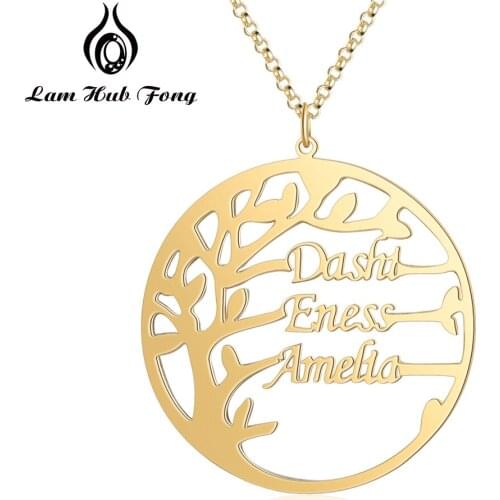 Personalized Family Tree Necklace for Mom Custom Name Charm Necklace for Women 925 Sterling Silver Fine Jewelry (Lam Hub Fong)