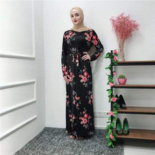 Aligaia Printed Lace Dress For Women 2021 Summer New Turkey Islamic Arab Long Muslim Dress Caftan Kaftan Tesettur Elbise Dress
