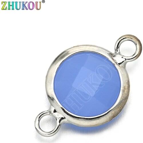 1pcs 13*21mm Charms Women Necklace Pendants Cubic Zirconia Round Connectors DIY Jewelry Findings Accessories, Model: VS284B