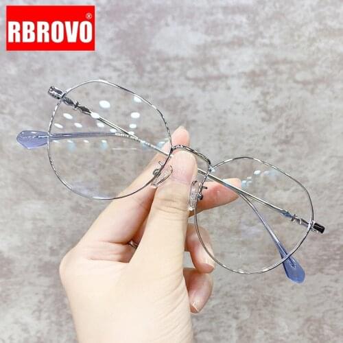 RBROVO 2021 Anti-blue Light Glasses Frame Women Cateye Bluelight Glasses Round Metal Frame Eyewear Mirror Gafas Transparentes