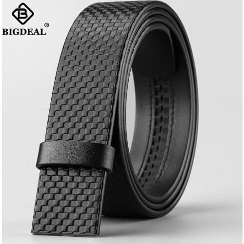 Pure Cowhide Belt Strap No Buckle Genuine Leather Belts for Men High Quality Automatic Buckle Belt Casual Jeans Strap