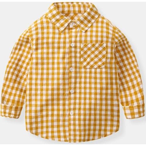 Summer 2019 Childrens Clothes Boys Plaid Shirts Long Sleeve Tops Casual Cotton Kids Shirts BC574