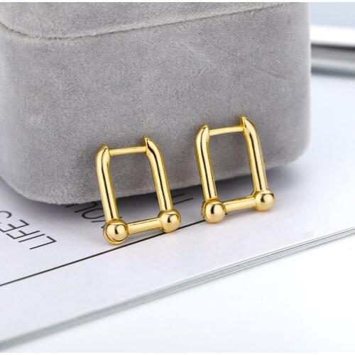 Golden stainless steel U-Shape Earrings for Women Creative Hoop Earrings Fine Jewelry Prevent Allergy