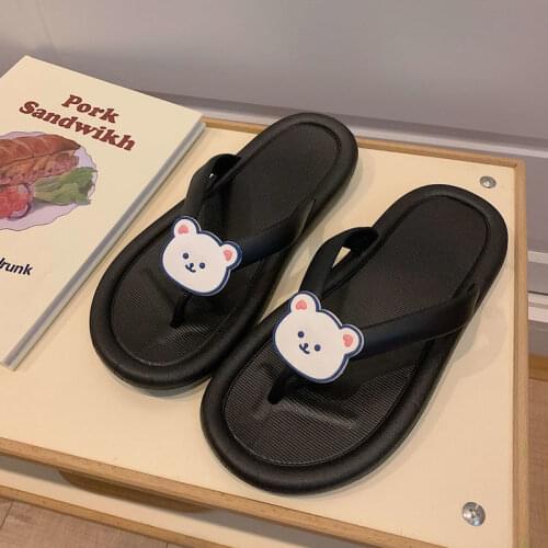 Women Summer Little Bear Slides Flip Flops Sandals Platform Beach Casual Shoes Maiden Non Slip Cartoons Slippers for Home