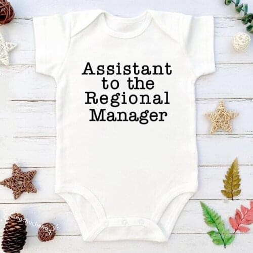 Assistant To The Regional Manager Printed Funny Newborn Bodysuits Summer Cotton Body Baby Boys Girls Onesies Infant Ropa Outfits