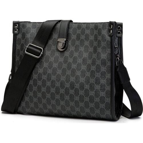 New fashion Korean mens bag single shoulder slant cross bag mens leather bag business leisure envelope briefcase