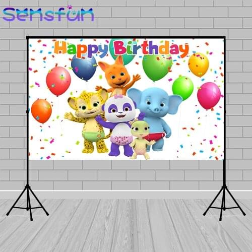 Cartoon Word Party Photo Backdrop Customize Photozone Vinyl Photocall Balloons Baby Shower Kid Birthday Party Decor Photo Studio