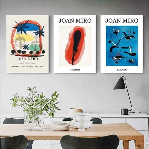 Joan Miro Exhibition Vintage Abstract Famous Canvas Painting Picture Mid Century Modern Prints Home Wall Art Decor