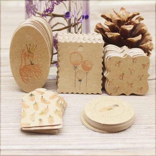 Vintage kraft gfits label tag 5x3cm /4x4cm/6.4x3.5cm/4.7x4cm/3.9x3.9cm 50 tag 50string white wedding candy gift hang tags