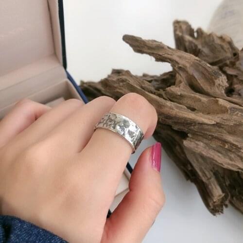 Vintage Concave Convex Chunky Stackable Finger 925 Sterling Silver Adjustable Rings For Women Handmade Delicate Jewelry Gift