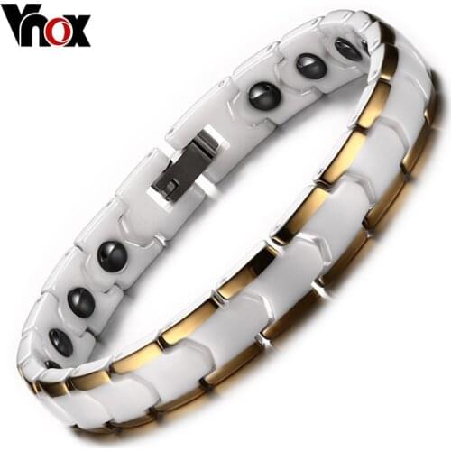 Vnox Relationship Bracelet for Women Ceramic Medical Alert Bracelet Healthy Hand Chain
