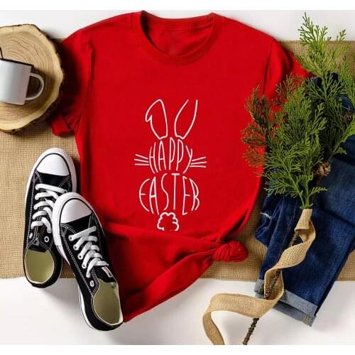 Seeyoushy Rabbit Easter Printing Woman Tshirts 2021 Shirts for Women Casual Graphic Tees Women Aesthetic Round Neck Plus Size