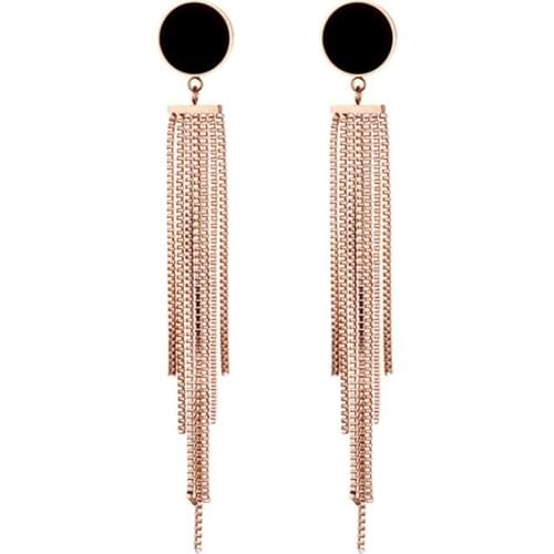 316L Stainless Steel Earrings Tassel Womens Long Style Exaggerated Temperament Rose Gold Earrings Titanium Steel Not Fade