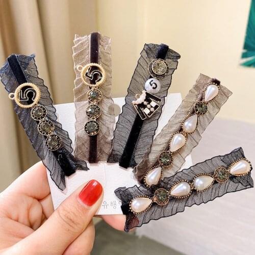 2021 New Elegant Peal Black Lace Hairpins Women Girls Hair Clips Pin Barrettes Accessories Hairclip Hairgrip Headdress Ornaments