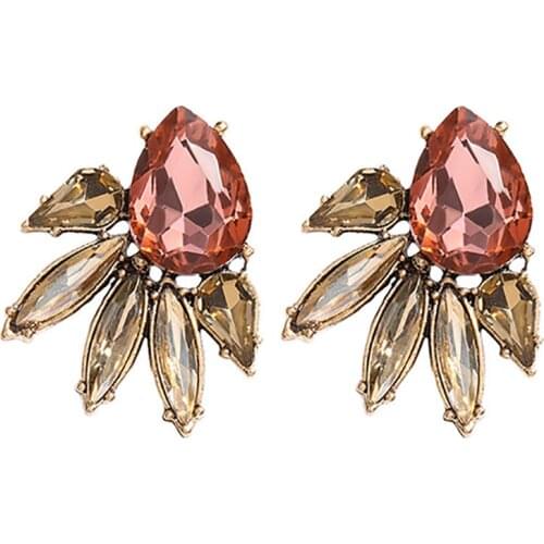 ZHINI Personalized Stud Earrings for Women New Boho Gothic Color Zricon Crystal Long Statement Earring Wedding Jewelry