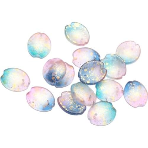 10pcs/Lot Gradient Rainbow Petal Pendant Charms for Jewelry Making Bulk Items Wholesale Lots