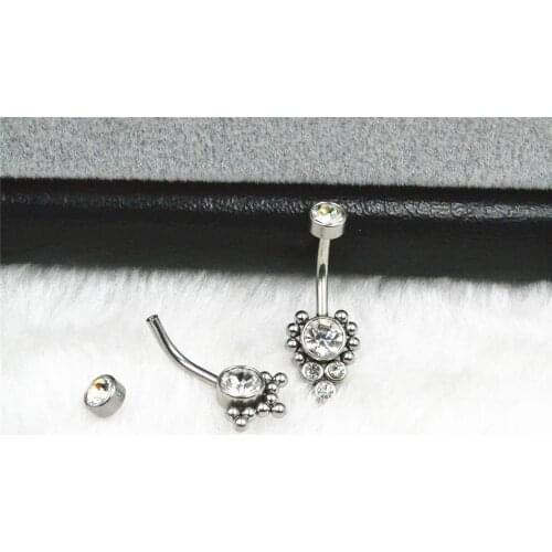 50pcs/Lot New Surgical Steel Gems Ball Navel Belly Ring Button Bar Internally Threaded Navel Body Piercing Jewelry 14G X10mm