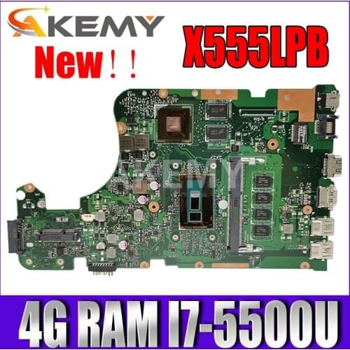 Akmey X555LP REV 1.1 mainboard For Asus X555LPB X555LP X555Li X555LPB laptop motherboard 4GB RAM I7-5500 Radeon R5 M230/2GB