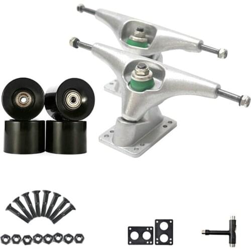 ELOS-6.25in Surfskate Bridge Skateboard Trucks Bridge 70X51mm Black Wheels Set Silver Single Board Trucks Skateboard Bridge