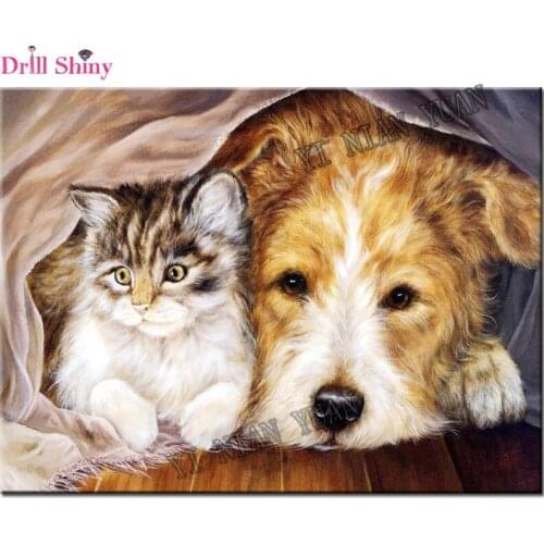 Diamond embroidery animals cat dog Diamond painting full square rhinestones mosaic pattern 5d rhinestone art Paintings crystals