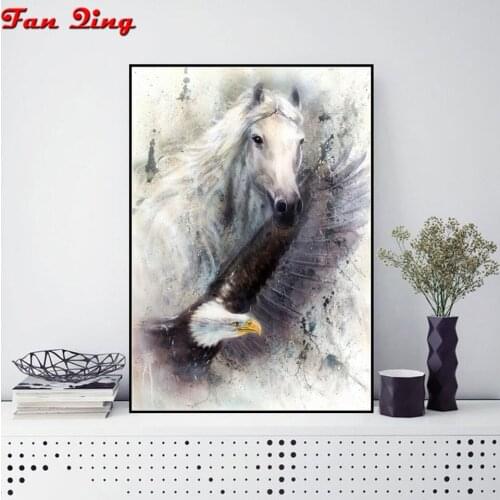 Diy Diamond Painting Horse and eagle Abstract art Diamond Embroidery Cross Stitch Animal Picture Of Rhinestones Mosaic Kit Decor