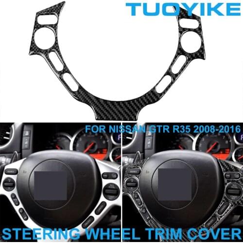 LHD RHD Car Styling Carbon Fiber Interior Steering Wheel Trim Cover Trim Panel Decorative Sticker For Nissan GTR R35 2008-2016