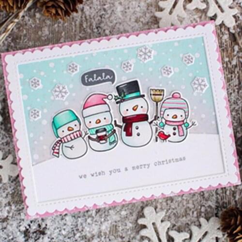 AZSG Merry Christmas Cute Bear Deer Snowman Cutting Dies Clear Stamps For DIY Scrapbooking/Album Decorative Silicon Stamp Craft