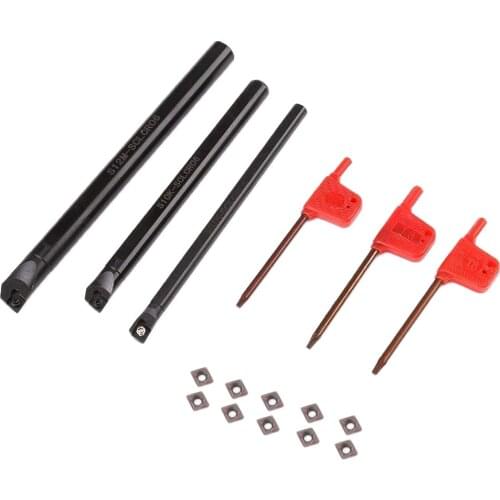 3Pcs Sclcr Lathe Turning Bar Holder + 10Pcs CCMT0602 Insert + 3Pcs Wrench